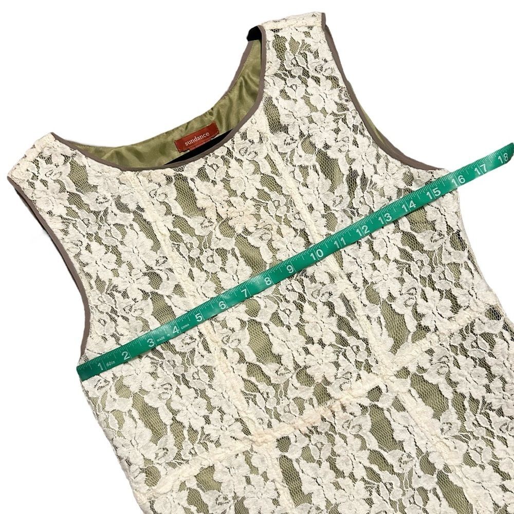 SUNDANCE Boho Ivory Lace Silk Trim Sleeveless A-Line Orly Dress 6 - Picture 9 of 16